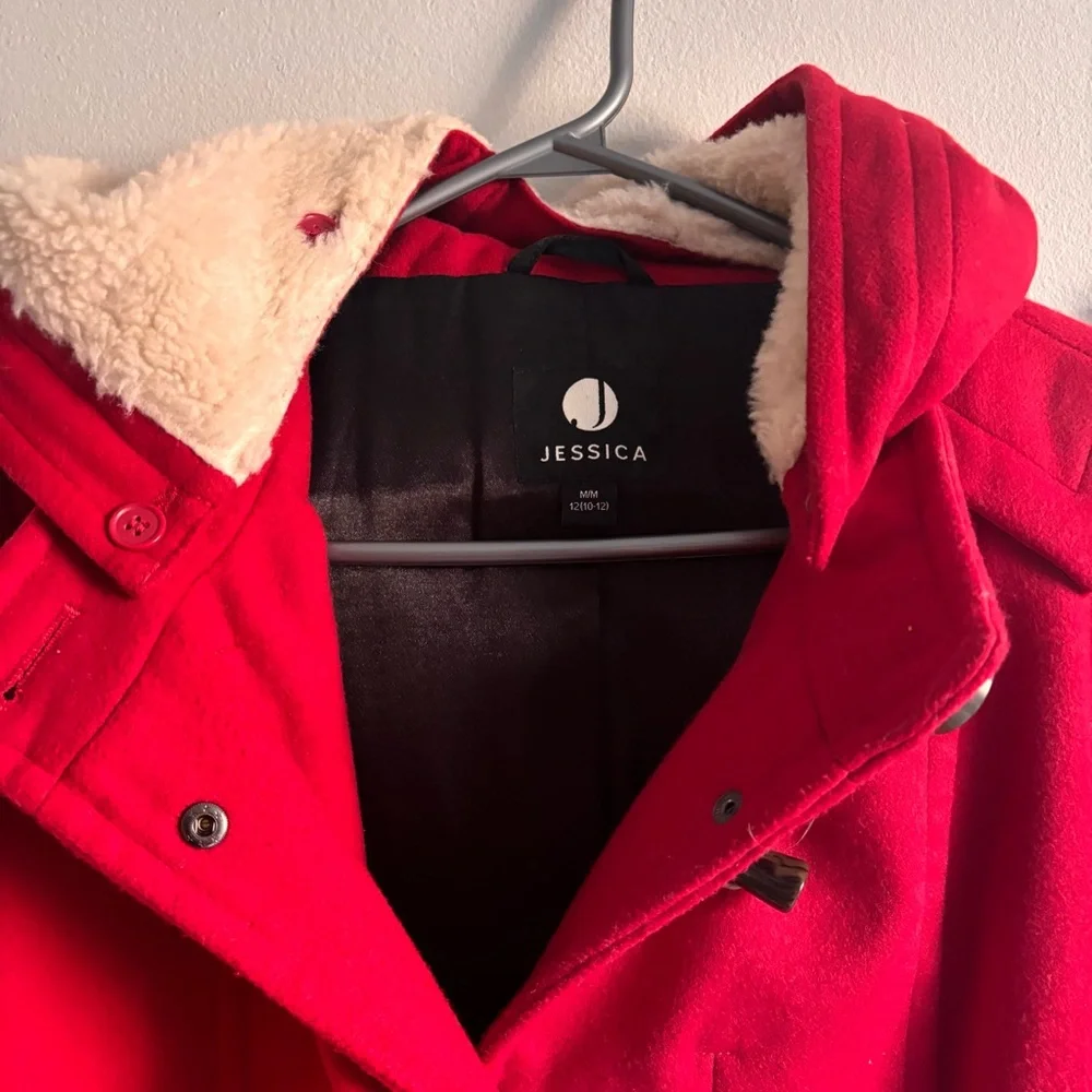 Jessica Red Duffle Coat Medium - Picture 6 of 8